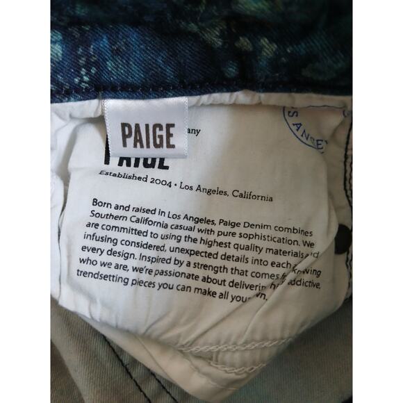 Paige All Over Floral Skinny Skyline Ankle Peg Blue Watercolor Denim Jeans 30 - Picture 11 of 11